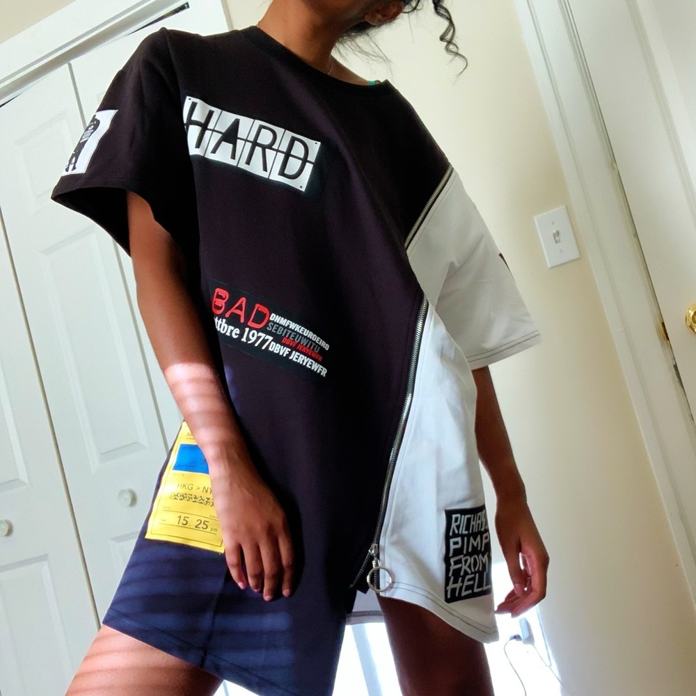 NWT Patched Oversized T-shirt dress